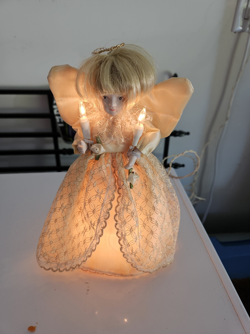 VTG Noma Porcelain Lighted Angel Tree Topper